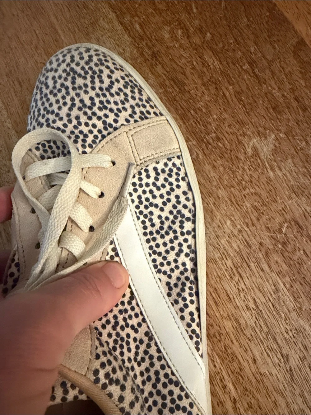 Beige and Speckled Women's Casual Lace-Up Sneakers